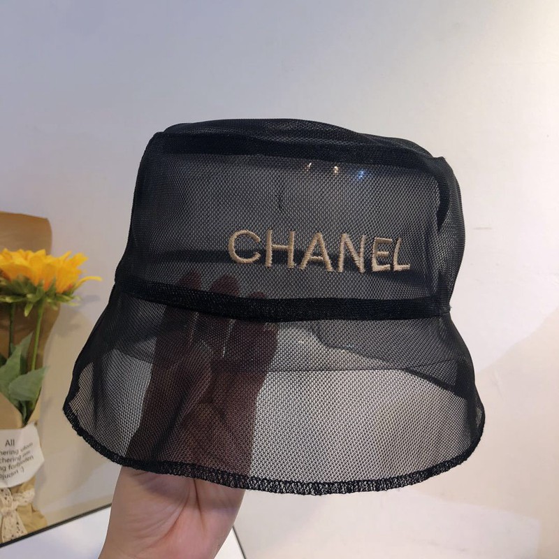 シャネル/Chanel 透明キャップ 女性帽子 軽量 通気性 メッシュ バケットハット ファッション