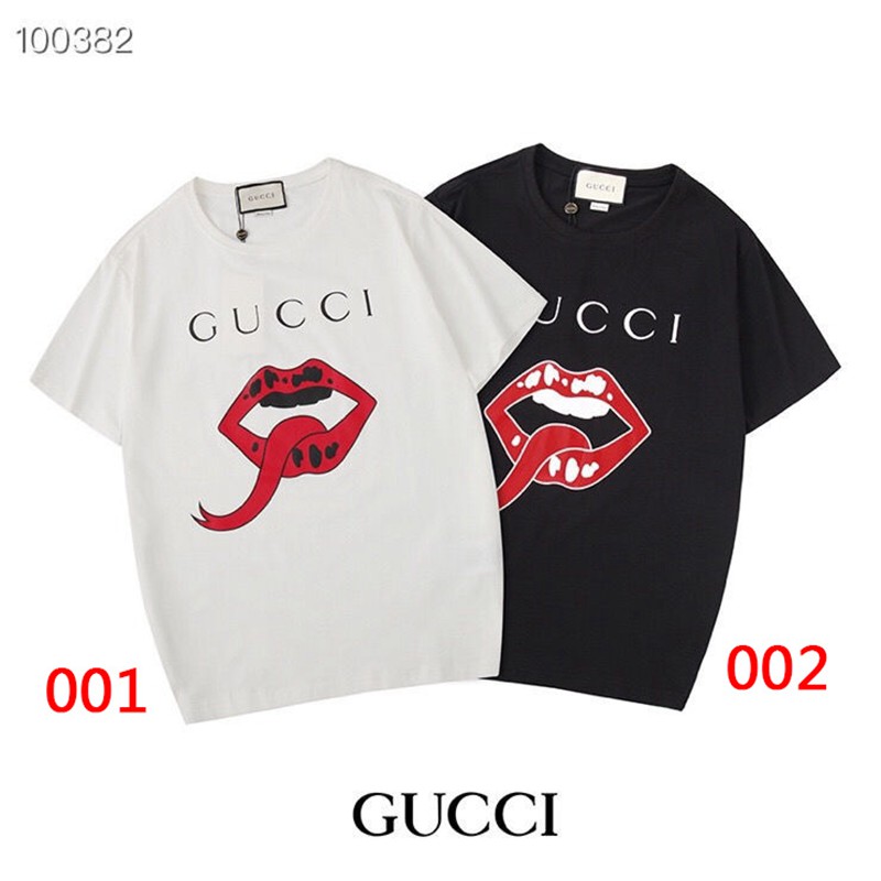 GUCCI/グッチ ハイブランド  Tシャツ 赤唇プリント 大人 ユニセックス 大きいサイズ  春夏対応  薄手アメカジ