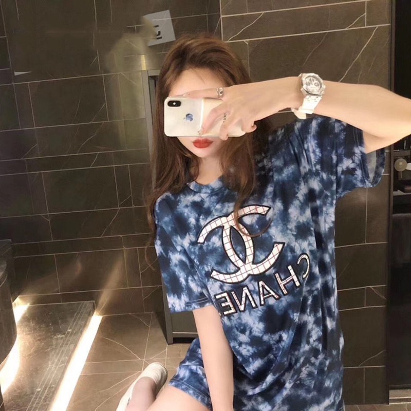 CHANEL トップス 半袖Tシャツ 春夏 レディース 新色 プリント Tシャツ 新元号 T-shirt