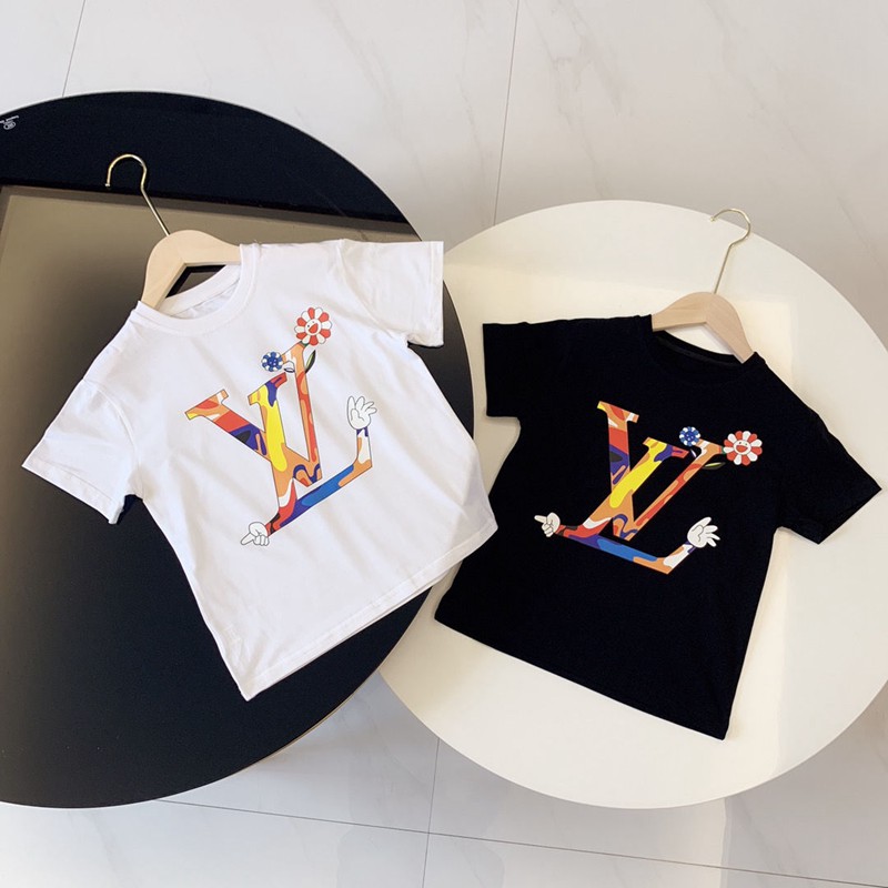 ルイヴィトン Tシャツ ハイブランド 半袖Tシャツ 原宿系 LV T-shirt 黒白 春夏秋 ジェスチャー メンズ