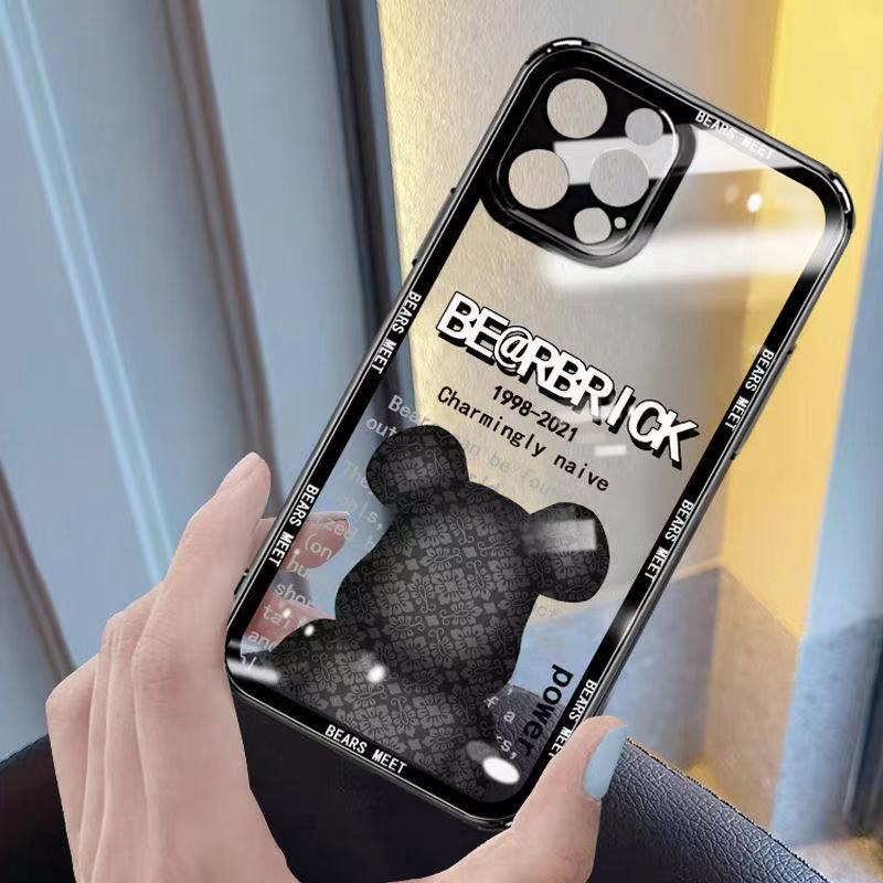 KAWS BE@RBRICK ブランド iphone 13pro/13mini/13pro maxケース カウズ クリアケース 背面ガラス