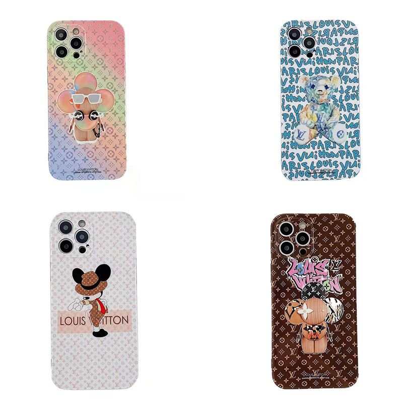 lv/ルイ·ヴィトン ブランド iphone13 pro/13 pro max/13 miniケース かわいい 花熊柄