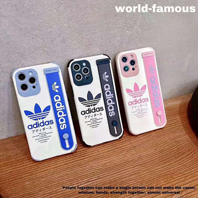 Adidas/アディダス ブランド iPhone 13/12s/13 pro maxケース インスタ ハンドバンド付 ストランプ付 斜め掛け モノグラム