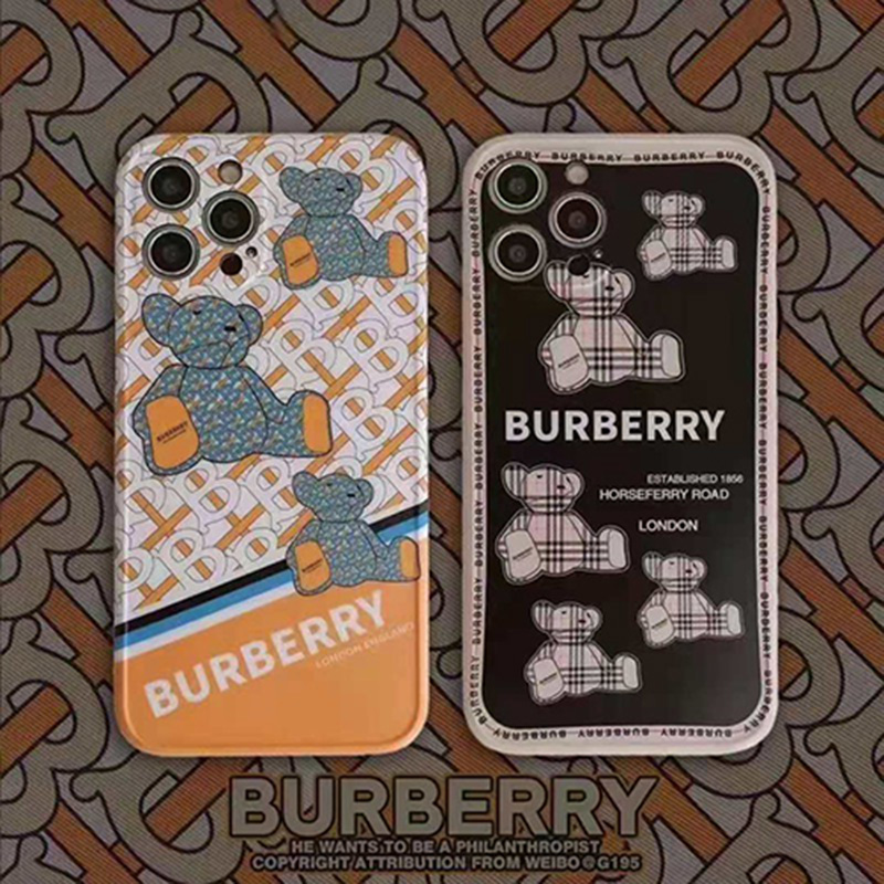 Burberry バーバリー iphone13/12S/12Pro/12Pro Maxケース ブランド 可愛い 熊縞柄 モノグラム ジャケット型