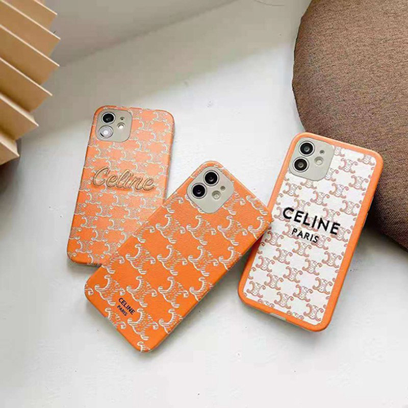 セリーヌ ブランド iphone13/12s/12mini/12pro/12pro maxケース 個性潮 刺繍風 CELINE 四角保護