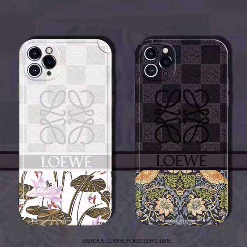 LOEWE ブランド iphone13/12s/12/12 pro max/11pro maxケース モノグラム ロエベ ひまわり ロータス柄 シンプル ins風