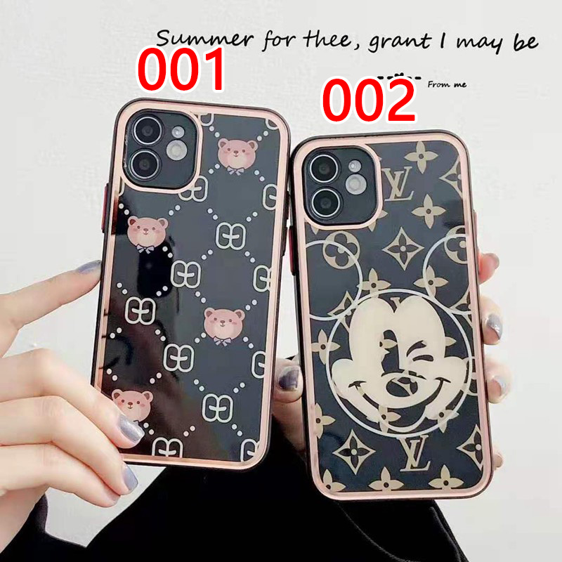 LV &Disneyコラボ　iphone 13 12S 13ケース 鏡面ガラス ジャケット型