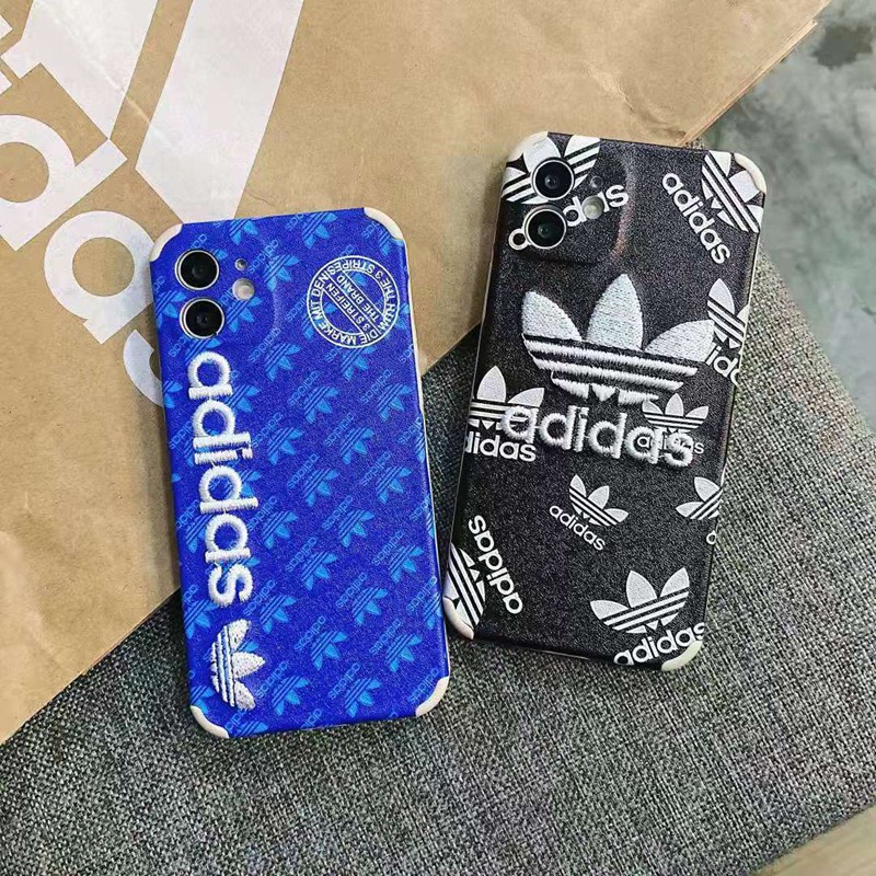 アディダス iphone 12/12pro max/se2ケース トレフォイル柄  iphone xr/xs maxケース ブランド adidas iphone 11/11 Pro Max/12ケース 刺繍 スポーツ風 アイフォン