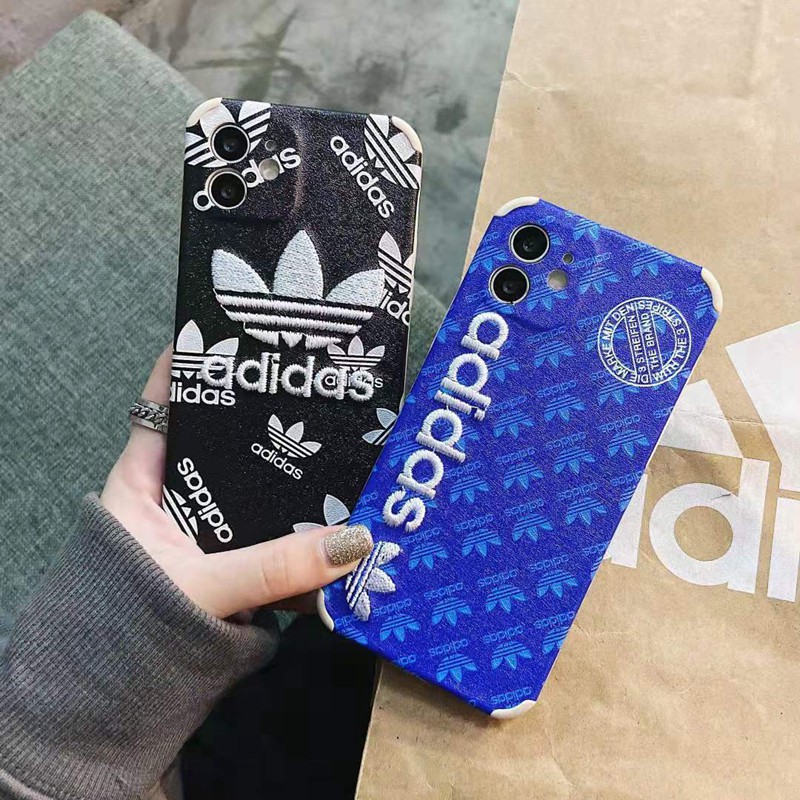 Adidasアディダス ブランドiphone12pro/12mini/12pro max/11/se2ケース 運動風 トレフォイル 刺繍 クローバー アイフォンx/xr/xs/8/7ケース トランク