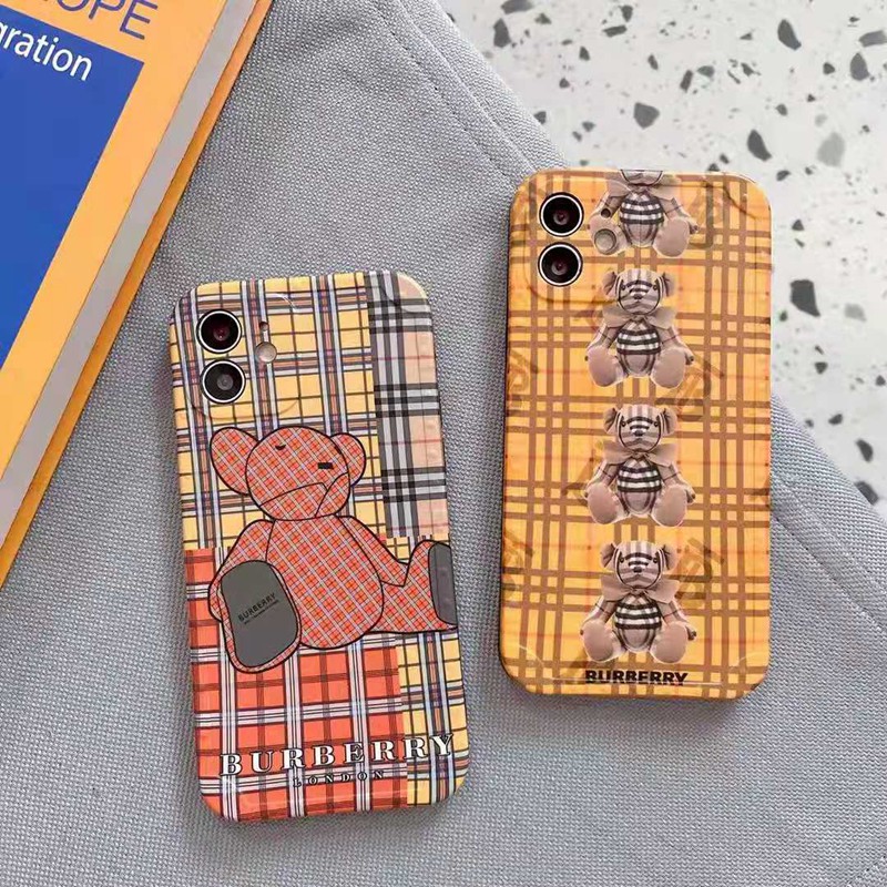 バーバリー ブランド 熊柄 セレブ愛用 iphone 12/12 pro/12 mini/12 pro maxケース Burberry シンプル 個性 格子 iphone x/xr/xs/xs maxケース 新品 可愛い iphone xs/11/8 plus/se2ケース