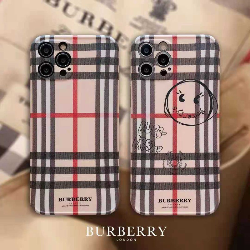 バーバリー ブランド アイフォン12/12 miniケース ペアお揃い チェック風 burberry グラフィティ柄 人気 iphone 12 pro/12 pro maxケース ジャケット アイフォンxs/x/8/7ケース モノグラム