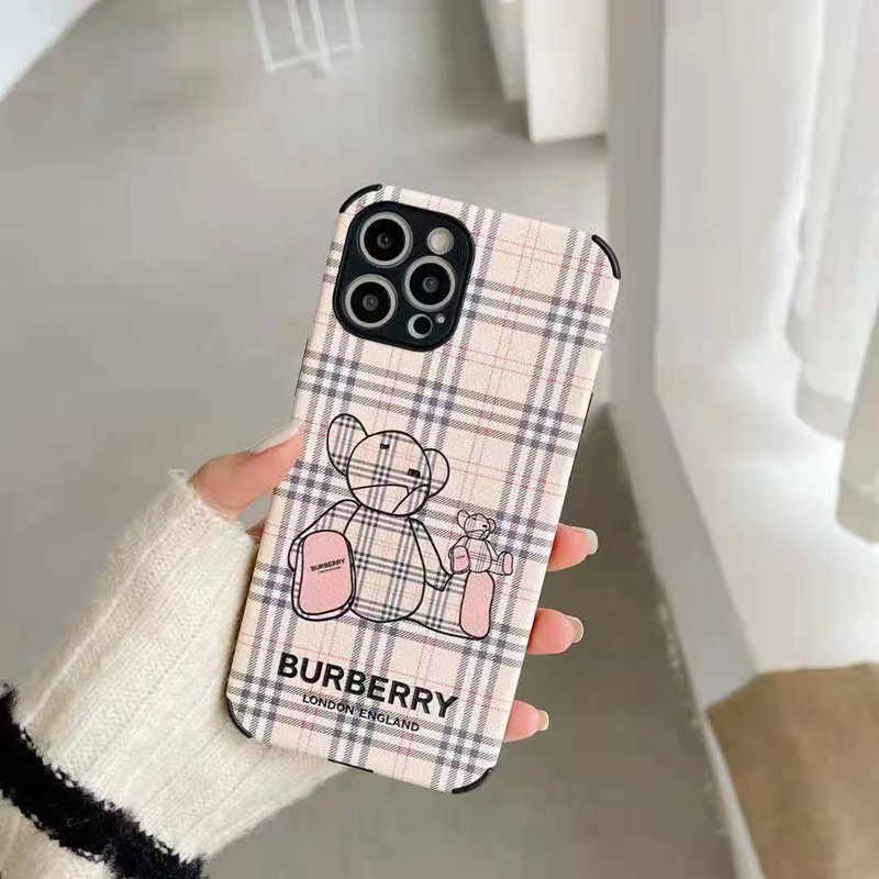 バーバリーBurberryブランドiphone12mini/12pro/12pro max/11/se2ケース 個性熊風 モノグラム 潮流 四角保護 ファンション アイフォンx/xr/xs/8/7カバー