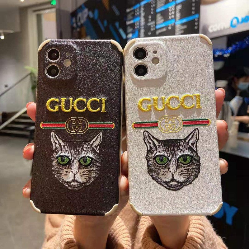 グッチ ブランド 人気 iphone 12 mini/12 pro/xr/xs maxケース Gucci 女性向け 猫頭柄 モノグラム iphone x/8/7 plus/se2ケース 四角衝撃 経典 シンプル アイフォン