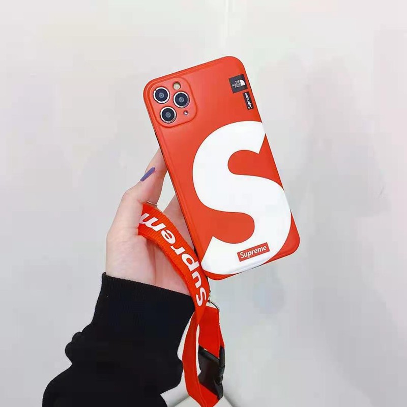 シュプリームsupremeザノースフェイスThe North Faceブランドiphone12mini/12pro/12pro max/11ケース ins風 ストランプ付 個性 モノグラム アイフォンse2