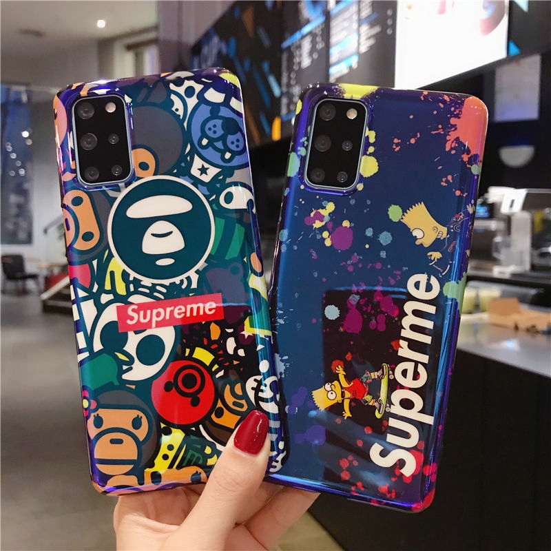 シュプリーム ブランド iphone 12 /12 pro/12 mini/12 pro maxケース 迷彩色 ステューシー aape 耐衝撃 Galaxy s10/s20+/s20 ultraケース パロディ風 Supreme