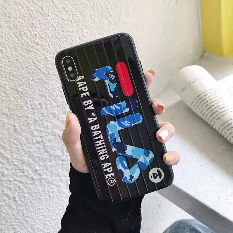 潮流ブランド iphone XI/11 maxケースaape FILAコラボ