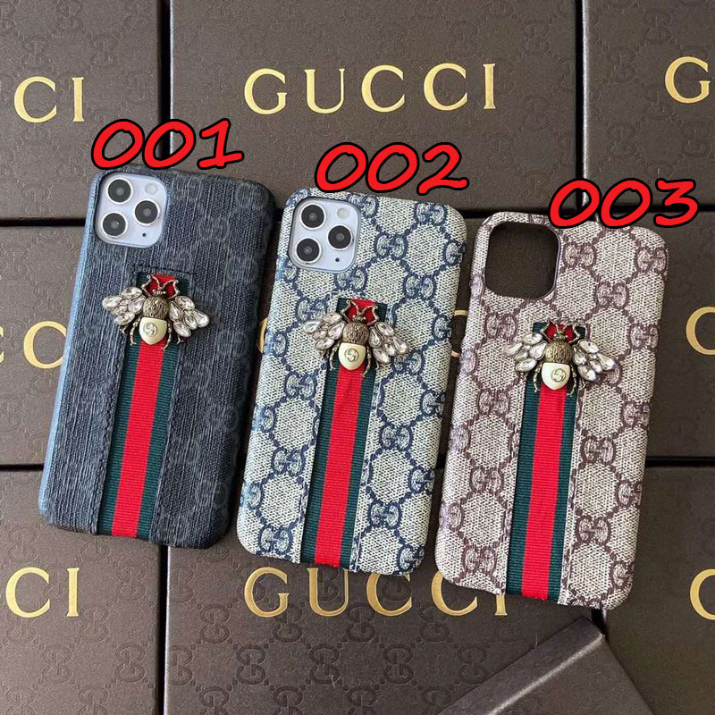 グッチ アイフォン12/12 mini/12 pro/12 pro maxケース ペアお揃い Gucci iphone xs/x/8/7/se2ケース 立体蜂柄 アイフォンiphonex/8/7 plusケース 個性潮