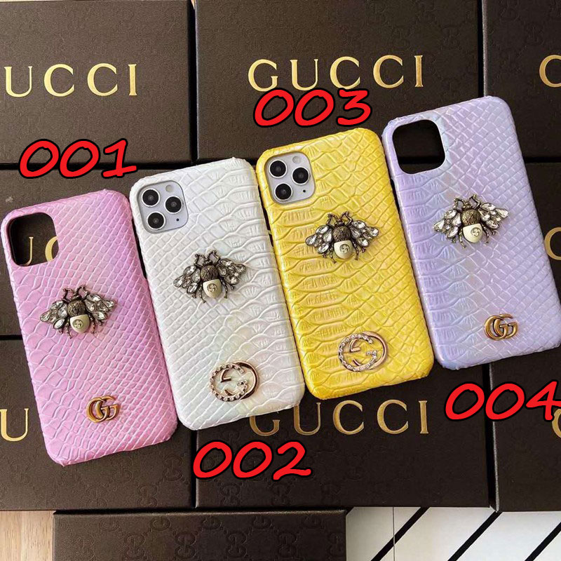 グッチ ブランド iphone12/12 pro max/12 mini/12 proケース かわいい 蜂柄飾り Gucci ペアお揃い アイフォン11ケース