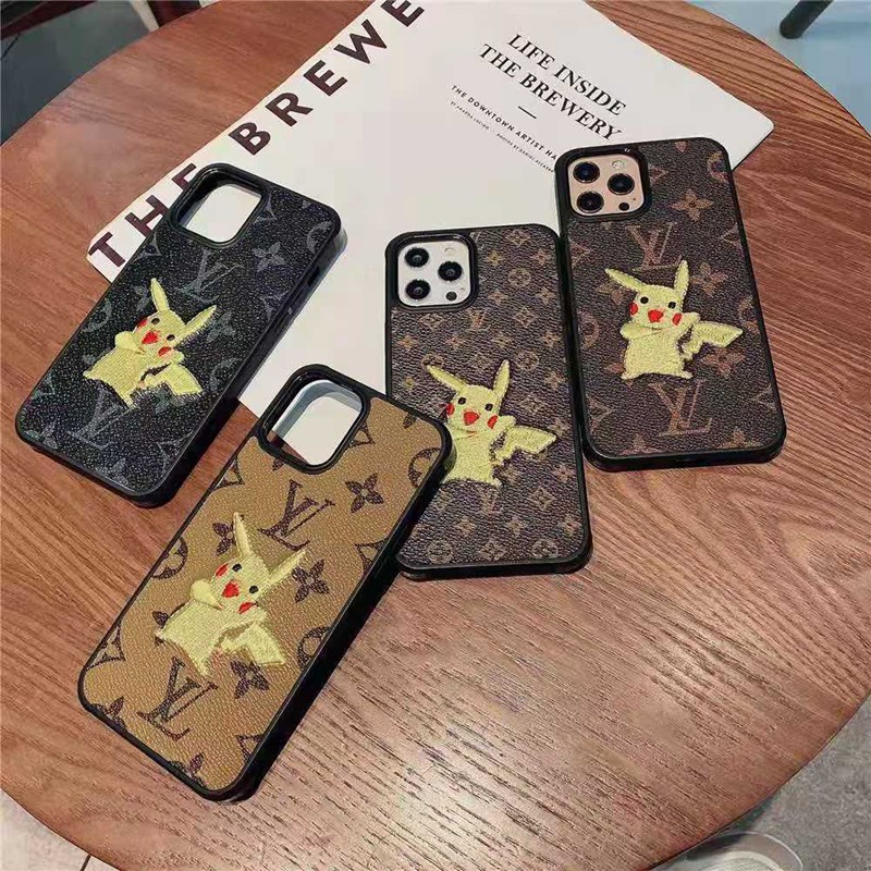 LV セレブ愛用 iphone12pro/12pro maxケース ピカチュウ ラッキーキャット レザー 激安 個性 おまけつき