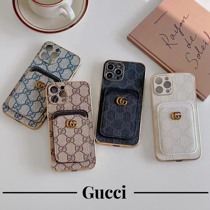 Gucci グッチ ブランド iphone14Pro/14Pro max/14Plusスマホケース かわいい カード入れ レザー製バッグ モノグラム