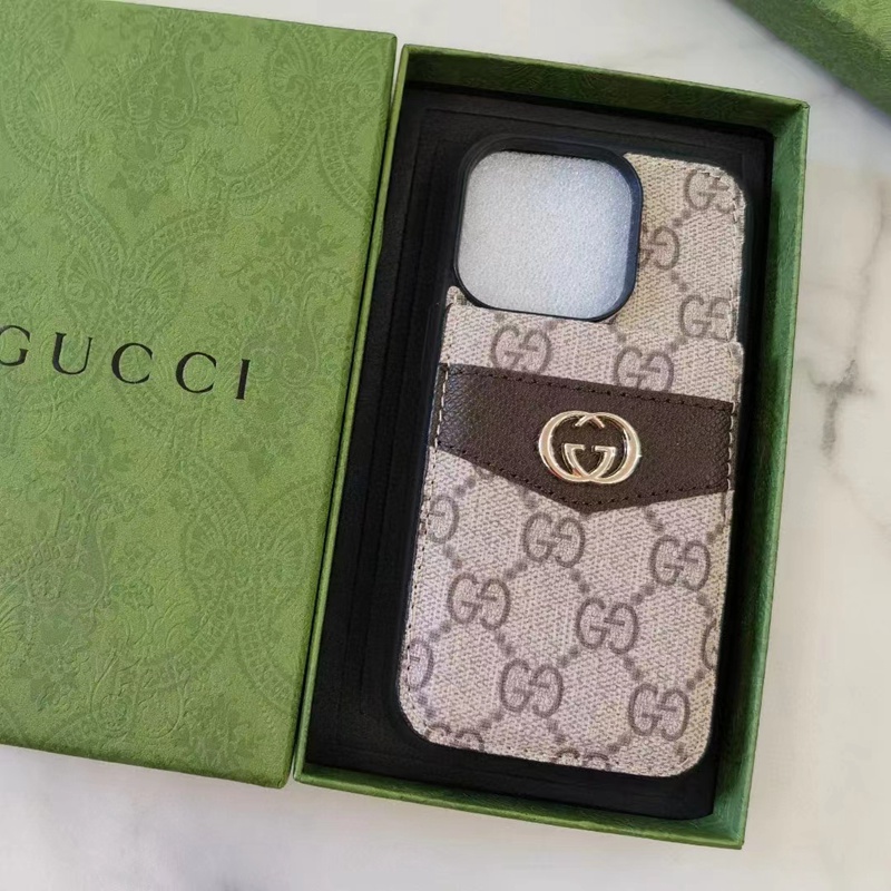 Gucci グッチ LV ルイヴィトン ブランド iphone 14/14 pro/14 pro max/14 plusケース モノグラム 財布風 カード入れ ボタン付き レザー