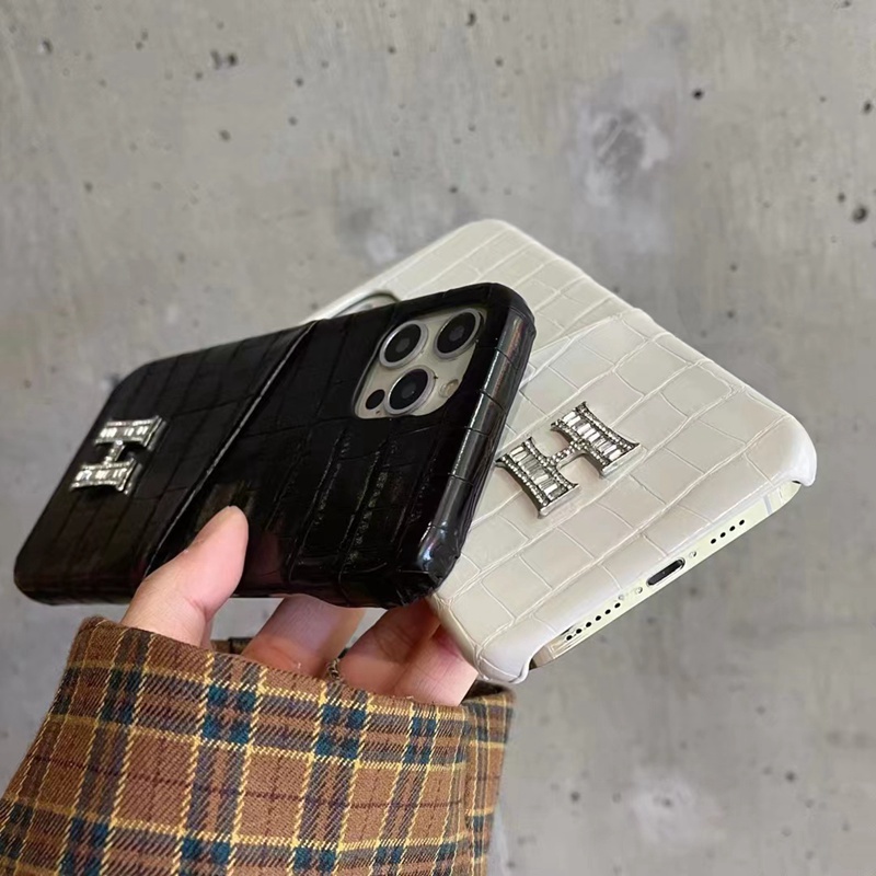 HERMES エルメス ブランド iphone 14 pro maxケース かわいい 経典 ワニ柄 カード入れ 背面モノグラム ジャケット型