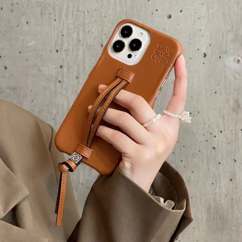 ロエベiphone14pro max/14plusケース バンドloewe革カード チェーン モノグラム ブランド 褐色 アイフォン14プロ マックス男女