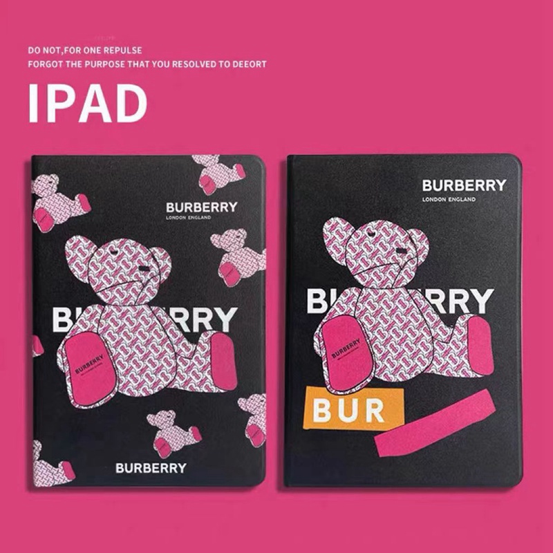 Burberry ブランド バーバリー ipad 10/pro2022/air5ケース かわいい 熊柄 手帳型 ぬいぐるみ風 スタンド芸能人愛用 全機種対応