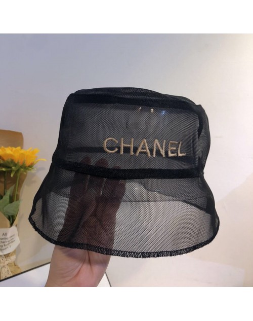 シャネル/Chanel 透明キャップ 女性帽子 軽量 通気性 メッシュ バケットハット ファッション UVカット つば広 夏専用 薄型日よけ帽 ハイブランドハット レディーズ