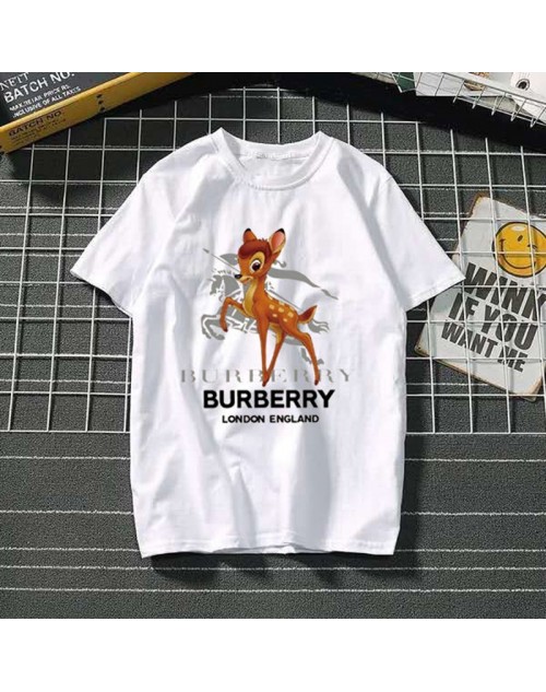 バーバリー バンビ ハイブランド 半袖 Tシャツ 個性 bambi ヒップホップ 黑白トップス バンビレジャー T-shirt カップル ファッション burberry ヨーロッパとアメリカトレンド メンズ レディース  