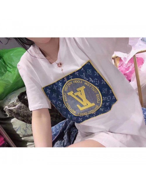 Louis Vuitton ルイヴィトン風 T-shirt トップス 春夏 女性 Tシャツ 修身 半袖 若者愛用 薄手 おしゃれ 可愛くて個性的な 激安 ファッション