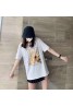 ルイヴィトン風 女性Tシャツ 黒白プリント レディース T-shirt 単色 LV 半袖ブランド 綿 カレッジ风 ファッション通販 シンプル ミニマリストトップス オシャレ 若者愛用 