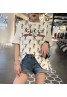 GUCCI Tシャツ ハイブランド 半袖T-shirt  原宿系 グッチ 黒白プリント 春夏秋 ファッション 個性 ディズニー ミッキーマウス ダンス衣装 disney 韓国風 大きいサイズ ヒップホップ カジュアル 通学 激安 レディース