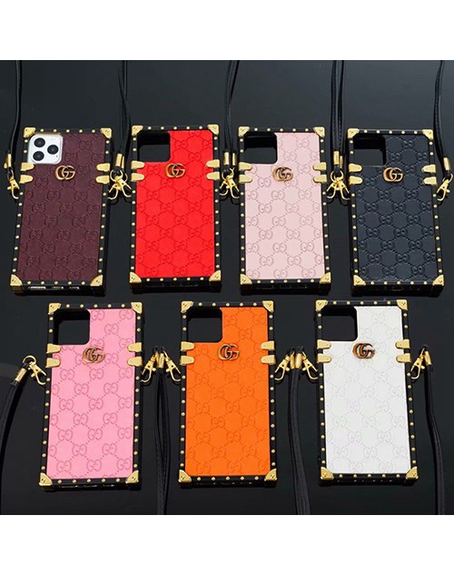 Gucci グッチ ブランド iphone14/14pro/14plus/14promaxケース トランク型 かわいい ストランプ付き 個性潮 フレーム ハイブランド アイフォン13/12/11/x/xs/xr/8 plusカバー おまけつき ファッション レディース 