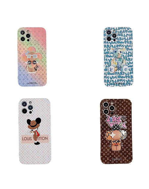 lv ルイヴィトン ブランド iphone13 pro/13 pro max/13 miniケース かわいい ディズニー 花熊柄 おまけつき ジャケット型 ファッション 経典  アイフォン13/12s/11/x/8/7 plus/se2スマホケース メンズ レディース  