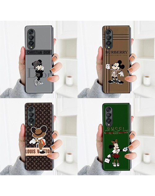 Dior/Gucci＆disneyコラボ ブランドGalaxys  zfold2/zfold3ケース最新折りたたむ交換用ケースBurberry/lv ＆disneyコラボ革製ギャラクシーフォールド Fold2カバー可愛い保護ケースアイドル愛用メンズ レディーズ