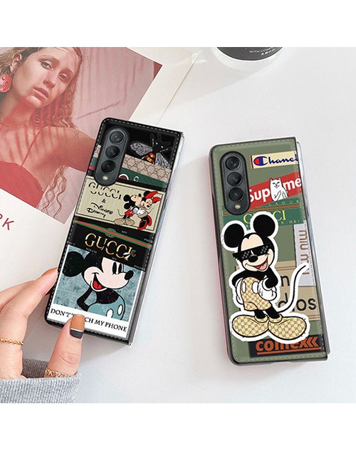 Gucci&Disney&Supremeコラボブランド交換用Galaxys zflip4/zfold4/w22/fold/w21ケース高級感グッチgalaxyファッション潮流激安 ギャラクシーゼットZ折りたたみカバージャケット型2021新品galaxyフリップケース芸能人愛用 メンズ レディーズ 