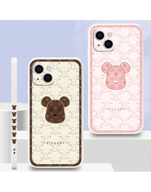 LV ブランド CELINE iphone 13pro/13mini/13pro maxケース KAWS モノグラム 暴力熊 ジャケット型 ルイヴィトン 激安 シリコン製 セリーヌ アイフォン13/13プロ/12 pro/12 mini/12 pro maxカバー  カウズ シンプル 可愛い 四角保護 芸能人愛用 メンズ レディーズ