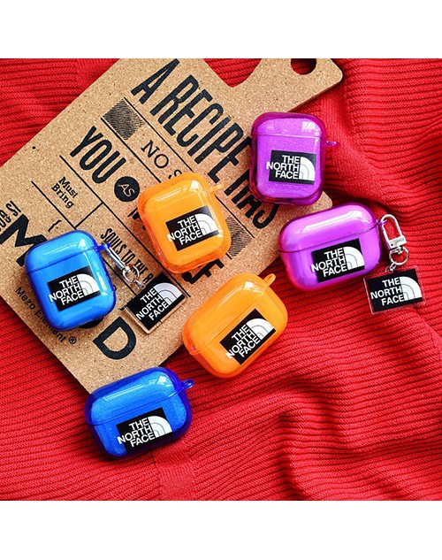 The North Face ブランド AirPods Pro3/2/1ケース クリア収納 ザ.ノース.フェイス/エアーポッズ1/2/3/プロカバー  紛失防止 第1/2/3世代 便利 保護 潮流 軽量携帯 メンズ レディース