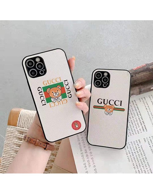 Gucciブランドiphone 13/12S/12/12 pro/12 mini/12 pro maxケースジャケット型革製可愛いクマつき防塵アイフォン11/11 pro/11 pro max/se2スマホケース韓国風グッチブランドファッション 耐衝撃ケースIPHONE X/XS/XR/8/7モノグラム経典ブランド 芸能人愛用 メンズ レディーズ