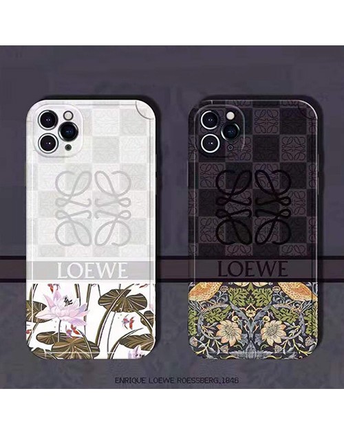 LOEWE ブランド iphone 13 pro/13 pro max/13 miniケース モノグラム ロエベ ひまわり ロータス柄 シンプル ins風 かわいい アイフォン13/12 mini/12 pro max/11/xr/xs/x/8/7カバー ファッション 大人気 メンズ レディース