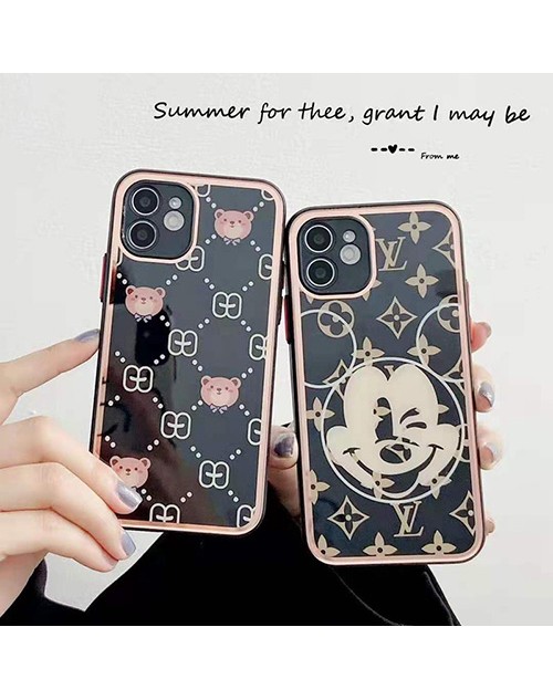 LV&Disneyコラボiphone 13/12S/13/13 pro/13 mini/13 pro maxケース シリコン製 グッチ ジャケット型 GUCCI 背面ガラス アイフォン11/11 pro/11 pro max/se2カバー韓国風可愛いヴィトン＆ディズニーコラボハイブランド激安ケースIPHONE X/XS/XR/8/7カバー防塵 レディース経典高級感