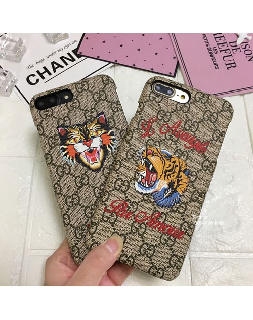 gucci iPhone xs/xs max/xrケース グッチ iphone x/8/7スマホケース ブランド Iphone6/6s Plus Iphone6/6sカバー ジャケット 虎絵柄