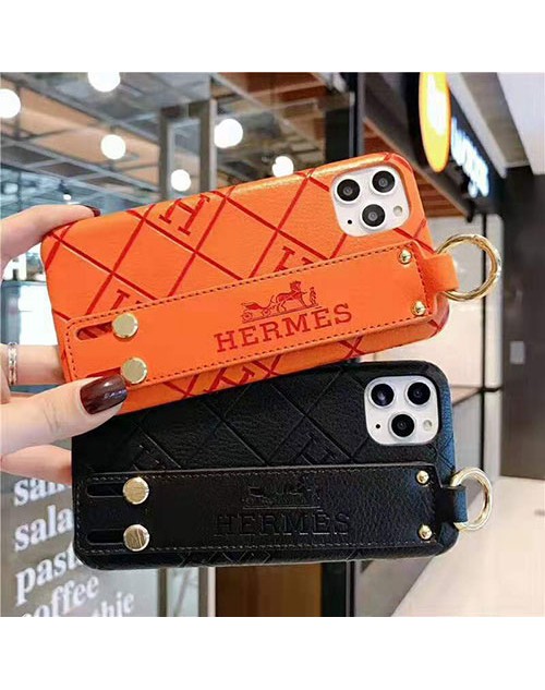 Hermes/エルメス iphone13/13 pro/13 pro max/13 miniケース ブランド iphone12/12 pro maxケース レザー iphone xr/xs max ハンドベルト付き iphone x/8/7 plusケース リング お洒落 ファッション 高級 女性