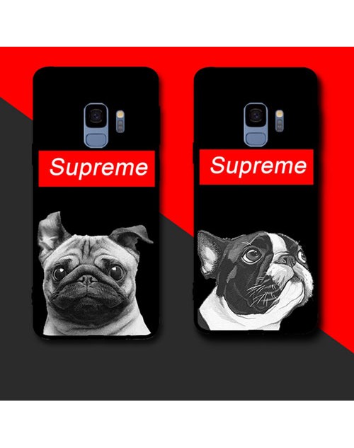 シュプリーム galaxy s10/s10+/a30ケース ブランドsupreme iphone xr/xs maxケース 個性犬プリント付き ギャラクシーs9/s8ケース xperia xz2/xz1ケースエクスぺリアxz/xzsケースファッション人気