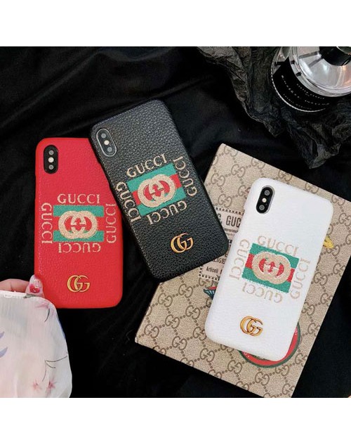 gucci iPhone xr/xs max/xsケース グッチ iphone x/8/7スマホケース ブランド Iphone6/6s Plus Iphone6/6sカバー ジャケット 合金ロコ付き