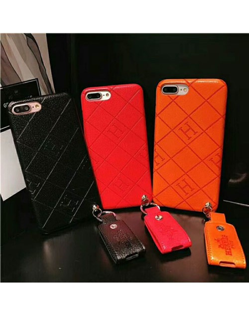 hermes iPhone xr/xs max/xsケース エルメス Iphone8/7 plusスマホケース ブランド Iphone6/6s Plus Iphone6/6sカバー ジャケット ペンダント付き シリコン製