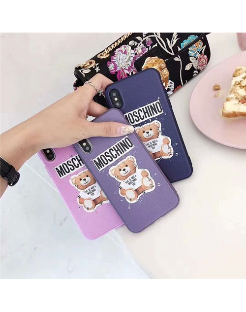 モスキーノ iPhone xケース moschino iphone8/7スマホケース ブランドIphone6/6s Plus Iphone6/6sカバー ジャケット 熊絵柄 可愛