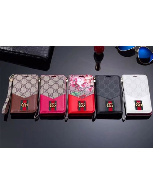 gucci iPhone xr/xs max/xsケース グッチ iphone x/8/7スマホケース ブランド Iphone6/6s Plus Iphone6/6sカバー 手帳型 ストラップ付き スプライス