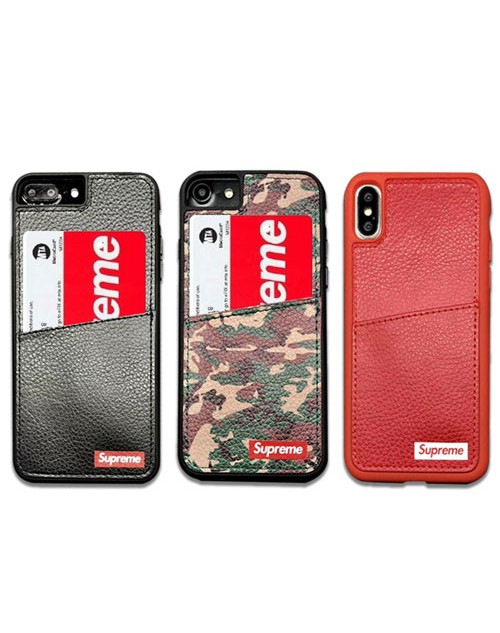 supreme iPhone xr/xs max/xsケース シュプリーム iphone x/8/7スマホケース ブランドIphone6/6s Plusカバー ジャケット カード入れ マックロコ